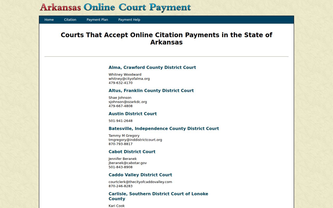 Arkansas Judiciary district contact for Norman criminal records