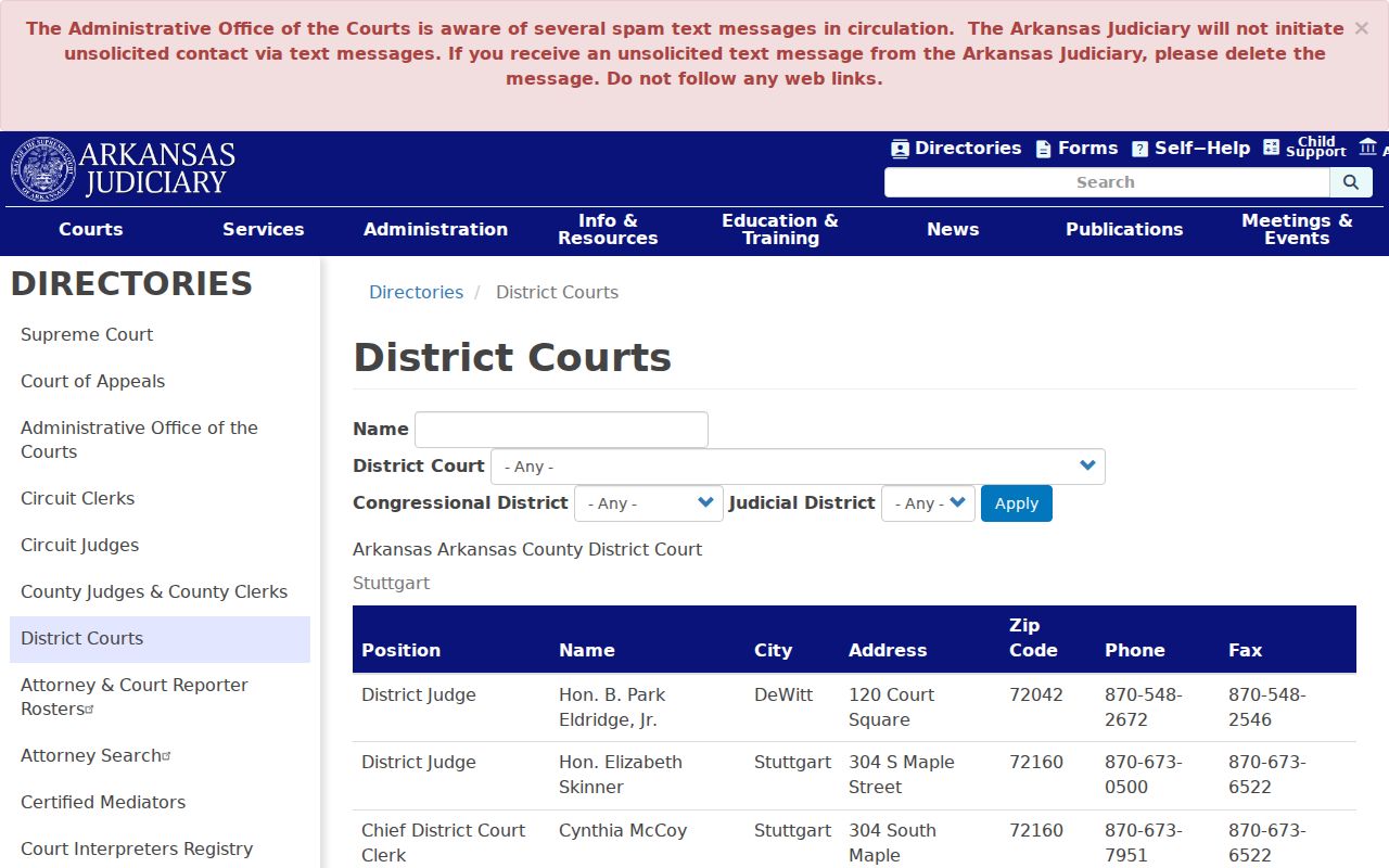 Arkansas district court directory for Norman criminal records