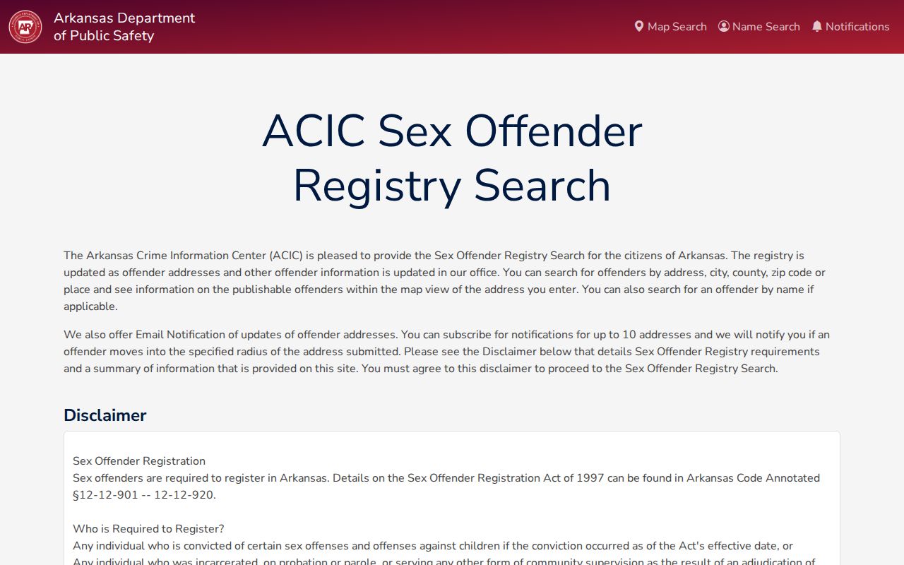 Arkansas Sex Offender Registry public search used for Montgomery County